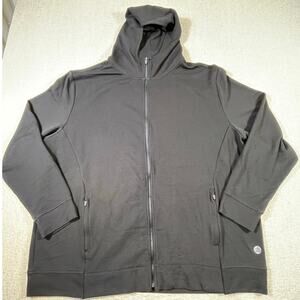 Solaris Mens 2XL Black Zip Front Long Sleeve Hooded Lightweight Windbreaker Cold